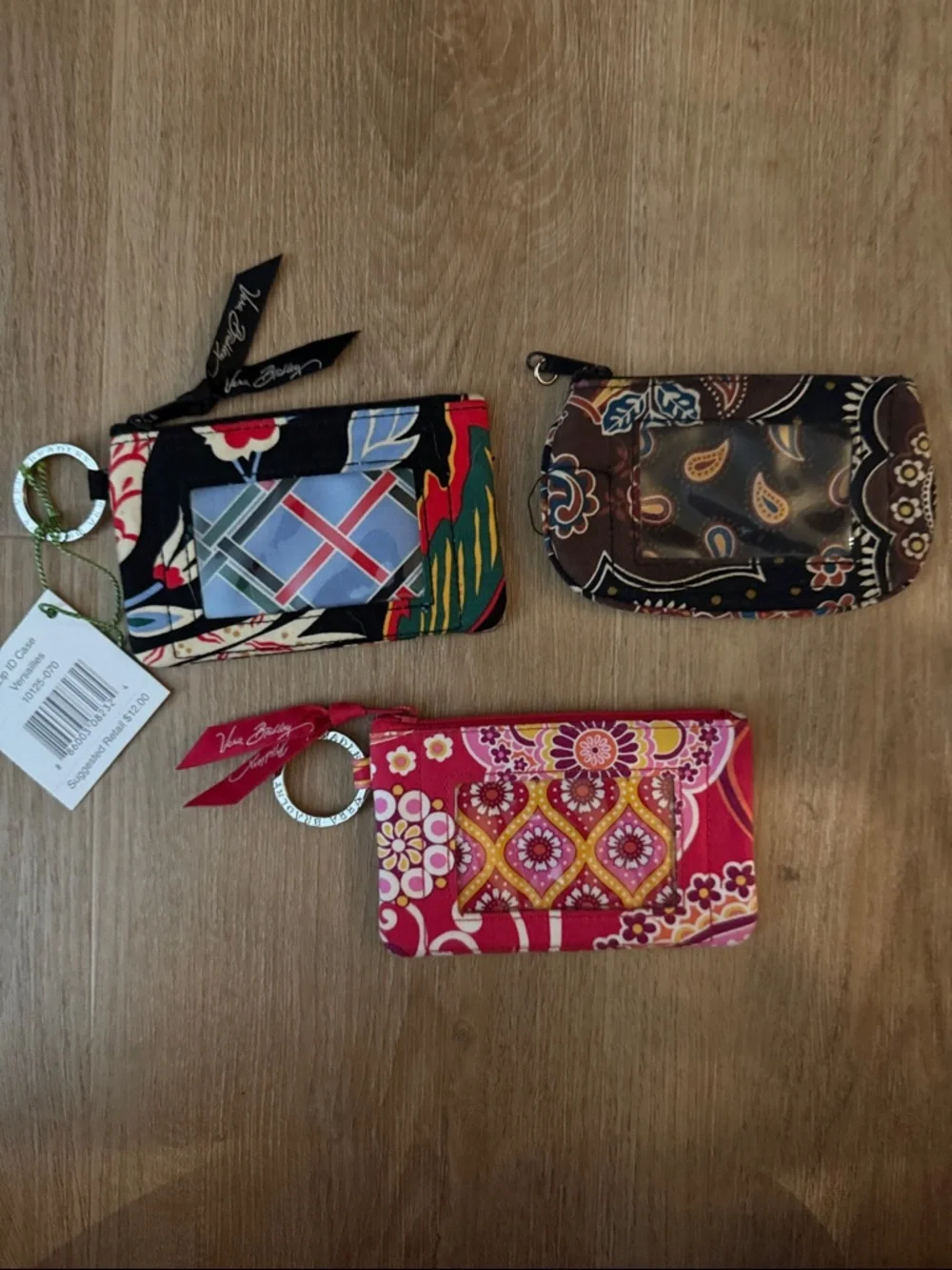 Vera Bradley Quilted Card Case Trio - Black, Brown, Pink - Picture 1 of 8
